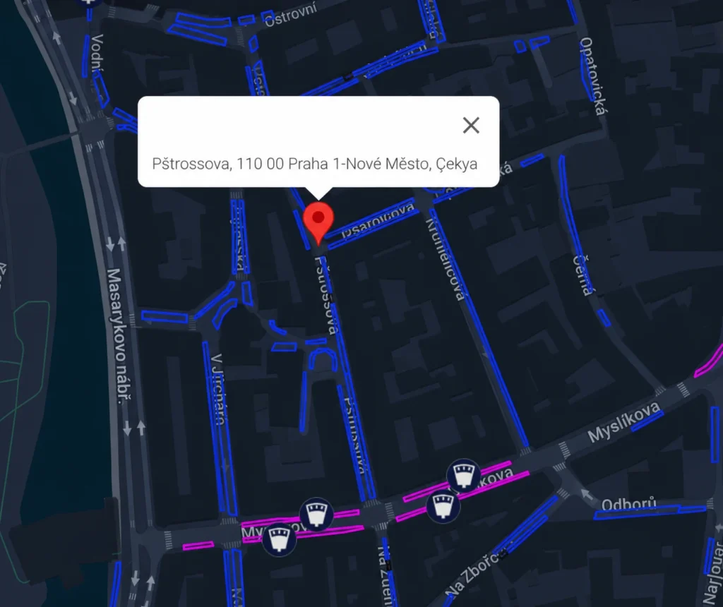 Pstrossova 14 Parking Map